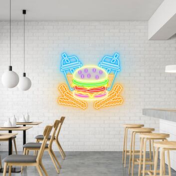 Burger Fries &amp; Shakes Classic Neon for American Diners