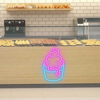 Softeisbecher als LED-Neonschild für Eisdielen