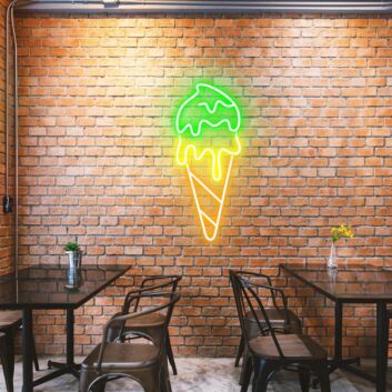 Double Scoop Ice Cream Fun Neon Display for Ice Cream Stands