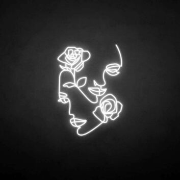 Gesicht mit Rosen LED-Neonschild Wohnzimmer Studio