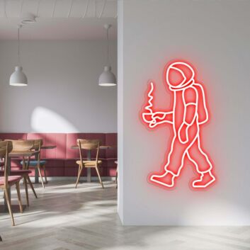 Astronaut mit Kaffeetasse LED Neonschild für Café und Restaurant