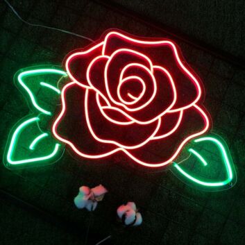 Rosenblüte mit Blättern LED-Neonschild Wohnzimmer Dekoration