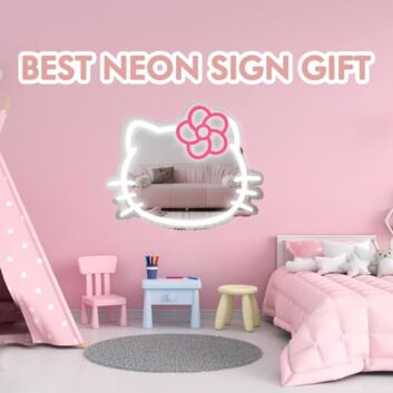 Katzenkopf mit Schleife LED-Neonschild für Kinderzimmer Dekoration