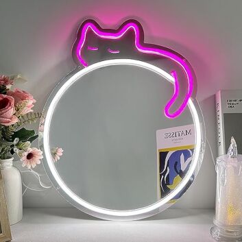 schlafende Katze auf Kreis LED-Neonschild Wohnzimmer Schlafzimmer