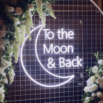 To the Moon & Back LED-Neonschild für Hochzeit Event