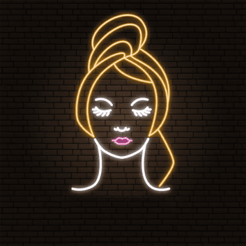 Frauengesicht mit geschlossenen Augen LED-Neonschild für Kosmetikstudio und Friseursalon