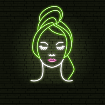 Frauengesicht mit geschlossenen Augen LED-Neonschild für Kosmetikstudio und Friseursalon