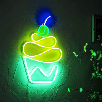 Cupcake mit Kirsche LED-Neonschild für Café und Küche