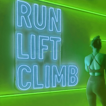 RUN LIFT CLIMB LED-Neonschild für Fitnessstudio