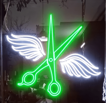 Schere mit Flügeln LED-Neonschild für Friseursalon
