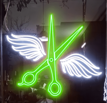 Schere mit Flügeln LED-Neonschild für Friseursalon