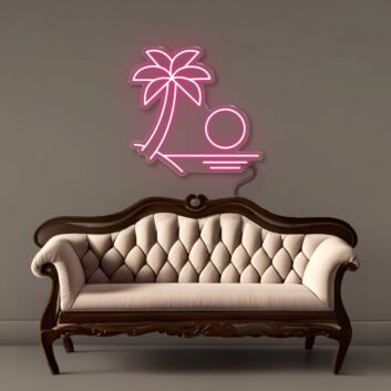 Palme mit Sonnenuntergang LED-Neonschild Wohnzimmer Lounge