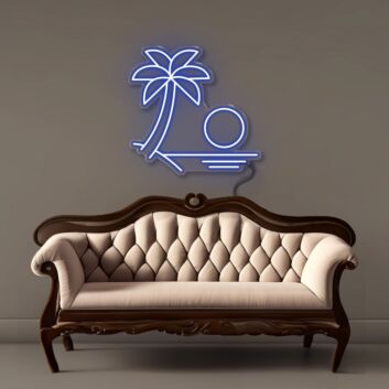 Palme mit Sonnenuntergang LED-Neonschild Wohnzimmer Lounge