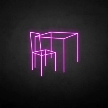 Tisch und Stuhl als grafisches LED-Neonschild