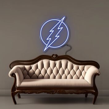 Blitzsymbol im Kreis LED-Neonschild Wohnzimmer Büro