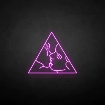 Der Kuss als LED-Neonschild im Dreieck