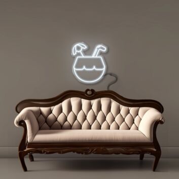 Cocktailglas mit Strohhalmen und Zitronenscheibe LED-Neonschild Bar Wohnzimmer