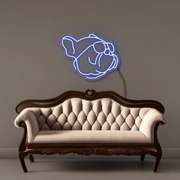 Französische Bulldogge mit Sonnenbrille LED-Neonschild Wohnzimmer