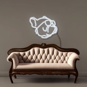 Französische Bulldogge mit Sonnenbrille LED-Neonschild Wohnzimmer