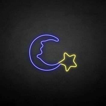 Mond mit Stern LED-Neonschild für Schlaf- und Kinderzimmer