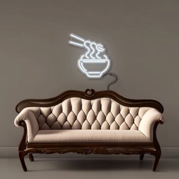 Schüssel mit Nudeln und Essstäbchen LED-Neonschild für Restaurant Küche