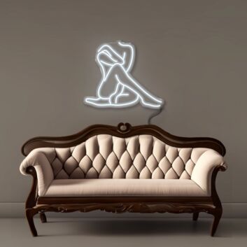 Sitzende Frau Silhouette LED-Neonschild Wohnzimmer Studio