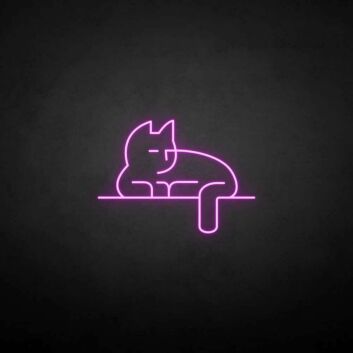 Entspannte Katze als LED-Neonschild