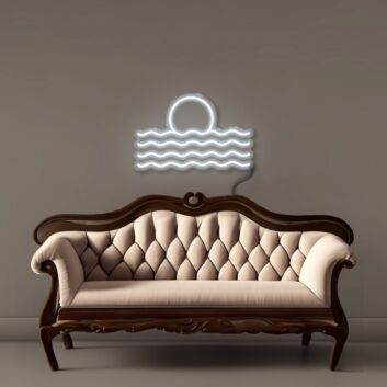 Sonnenuntergang über Wellen LED-Neonschild Wohnzimmer Lounge