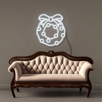 Weihnachtskranz mit Schleife LED-Neonschild Wohnzimmer Weihnachten