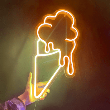 Eiswaffel mit Kugeln LED-Neonschild für Café Eisdiele