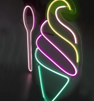 Eiscreme mit Löffel LED-Neonschild für Café Eisdiele