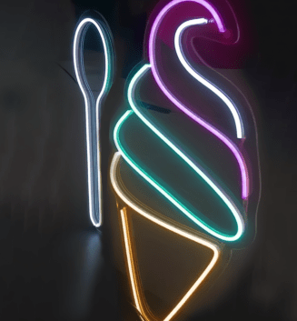 Eiscreme mit Löffel LED-Neonschild für Café Eisdiele