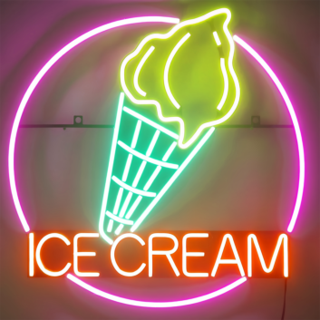 ICE CREAM LED-Neonschild mit Eistüten-Motiv