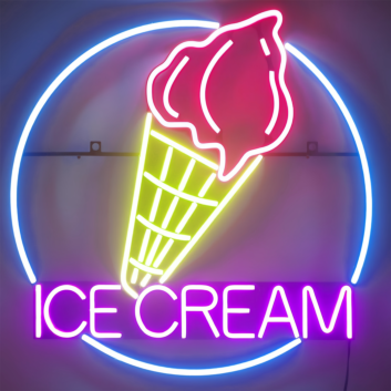 ICE CREAM LED-Neonschild mit Eistüten-Motiv