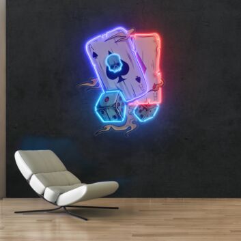 Spielkarten und Würfel LED-Neonschild für Bar und Spielzimmer