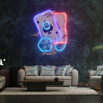 Spielkarten und Würfel LED-Neonschild für Bar und Spielzimmer