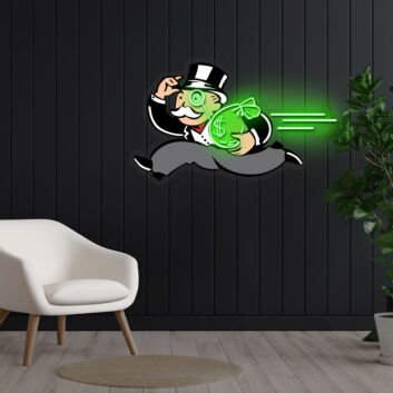 laufender Mann mit Geldsack LED-Neonschild Gamingzimmer Wohnzimmer