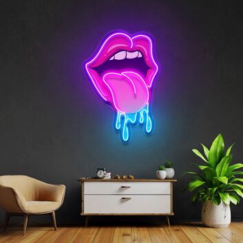offener Mund mit herausgestreckter Zunge LED-Neonschild Wohnzimmer Bar