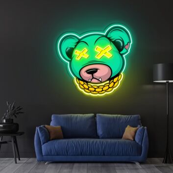Bärengesicht mit Kette LED-Neonschild Wohnzimmer Gamingzimmer