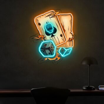 Spielkarten und Würfel LED-Neonschild für Bar und Spielzimmer
