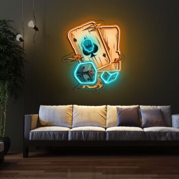 Spielkarten und Würfel LED-Neonschild für Bar und Spielzimmer