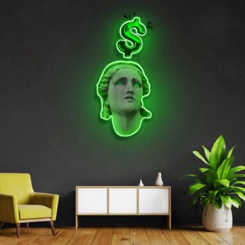 Dollarzeichen über Kopf-Silhouette LED-Neonschild für Büro Arbeitszimmer
