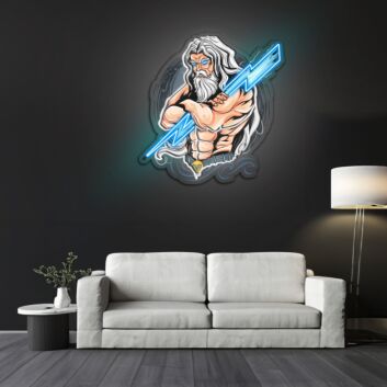 griechischer Gott Zeus mit Blitz LED-Neonschild Wohnzimmer Gamingzimmer