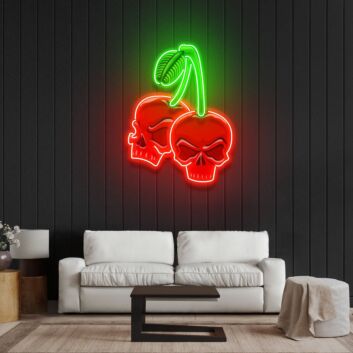 Kirschfrucht mit Totenkopf LED-Neonschild für Bar und Wohnzimmer