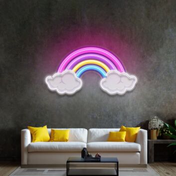 Regenbogen mit Wolken LED-Neonschild Wohnzimmer Kinderzimmer