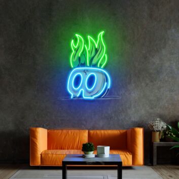 Totenkopf mit Flammen LED-Neonschild für Bar Gaming