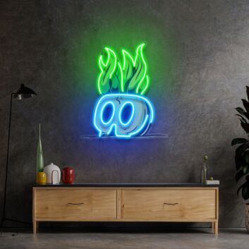 Totenkopf mit Flammen LED-Neonschild für Bar Gaming
