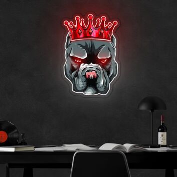 Hundekopf mit Krone LED-Neonschild Wohnzimmer Bar