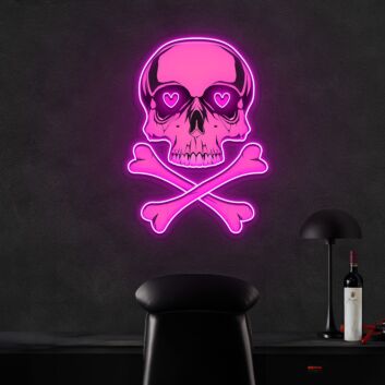 Totenkopf mit gekreuzten Knochen LED-Neonschild für Bar Club