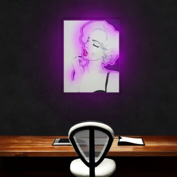 Porträt einer Frau mit Locken LED-Neonschild für Wohnzimmer Studio